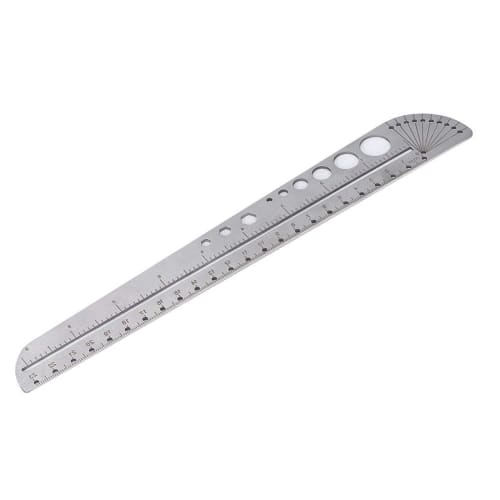RICISUNG Circular Ruler, Metal Ruler, Multi-Function Ruler, Straight Ruler, Angle Meter, Stainless Steel, Multi-Function, Template, Drawing Board, Com