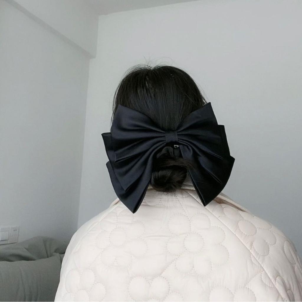 1PC Large Bow Hair Clips Fashion Simple Solid 9.5inch Satin Hair Bows Pins Women Girls Hair Accessories
