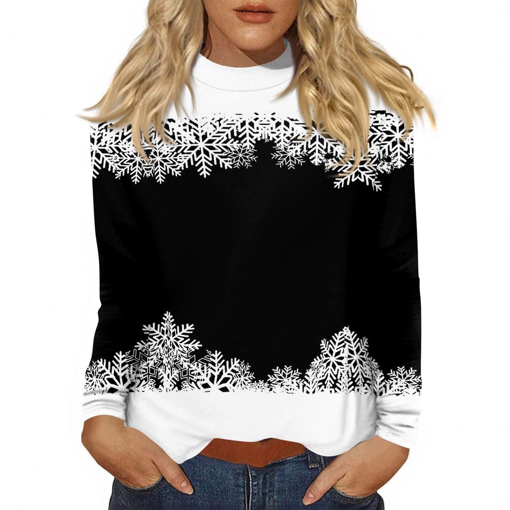 Cămăși de toamnă casual cu mânecă lungă Hanorac cu imprimeu vintage Pulover cu gât înalt