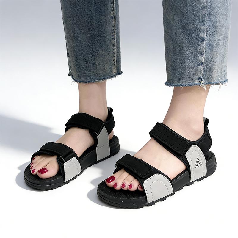 Sommerschuhe Damen Sandalen Ferien Flache Mode Damen Sandalen Dicke Sohle Rutschfest Weich Rosa Schwarz Übergröße 42