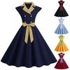 Women's Polka Dot Suit Collar Casual Slimming Dress with Belt