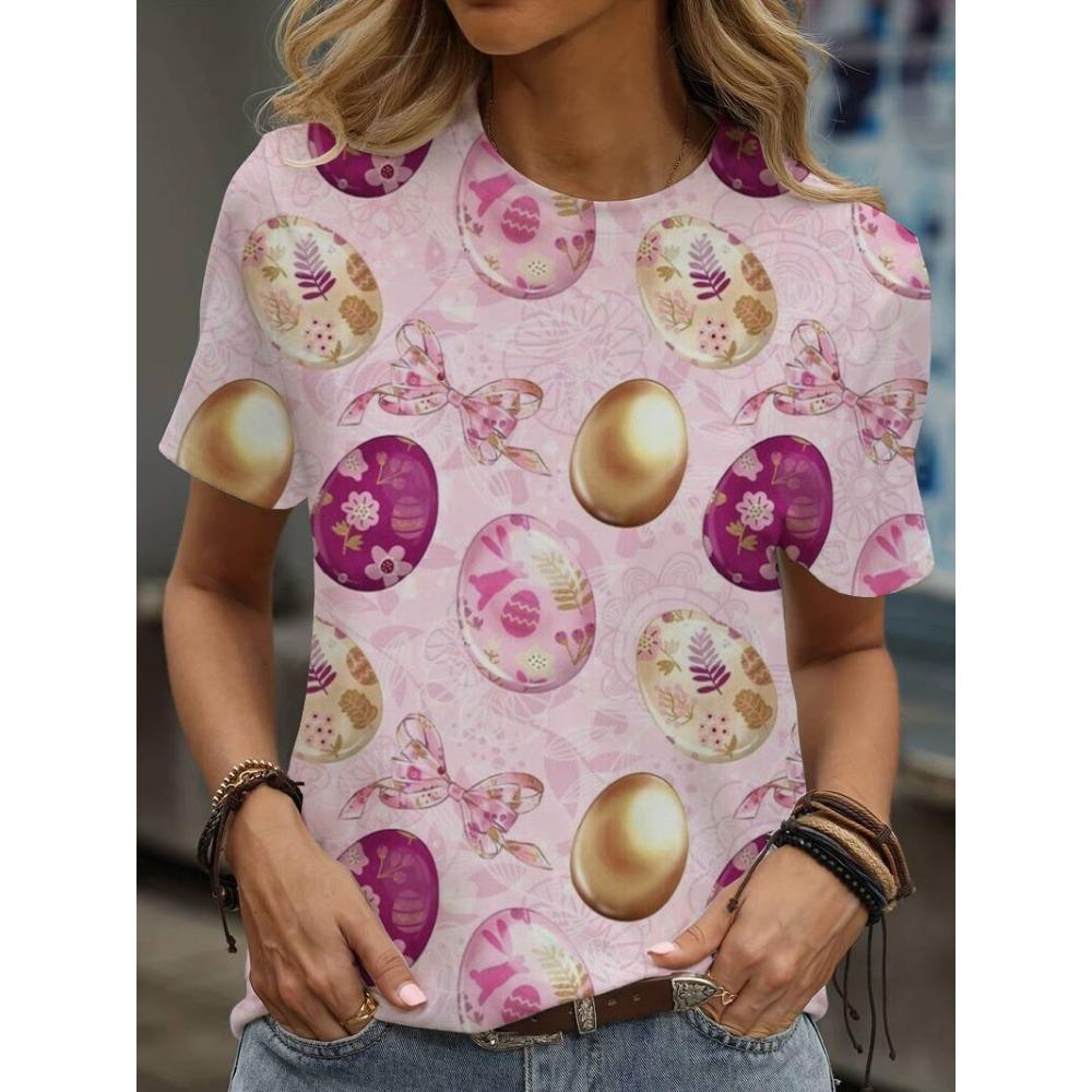 Multicolor floral printed T-shirt, casual street style, high-end top women's clothing, short-sleeve T-shirt for 2025.