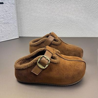 Retro Fleece Shoes, Half-slippers, New Women's Shoes, and Cotton Shoes On One Foot