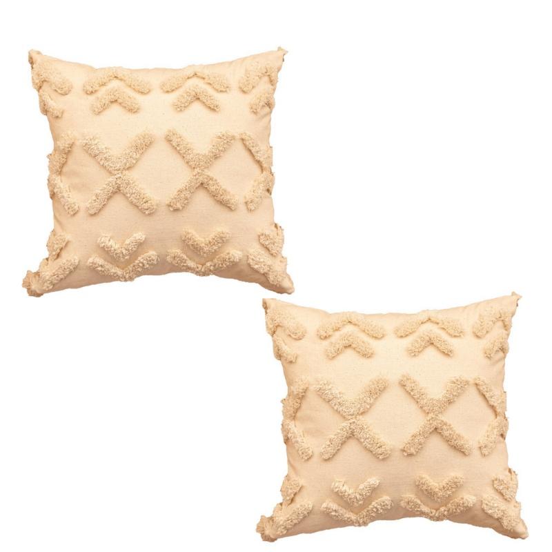 Pack of 2 Faux Wool Throw Pillow Covers 18x18 Inches Decorative Farmhouse Velvet Couch Pillow Case Soft Plush Square Boho Cushion Pillowcase