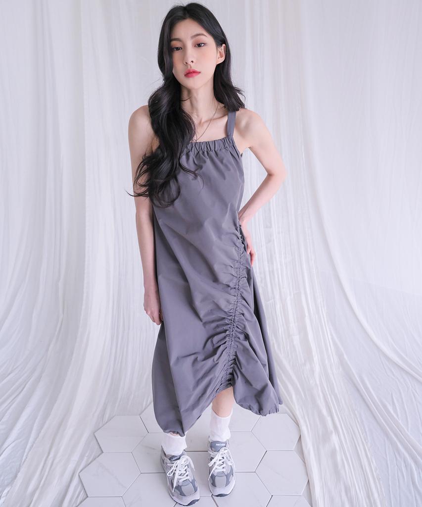 Urban Dress Shell Wrinkle Long Onepiece - 3Col