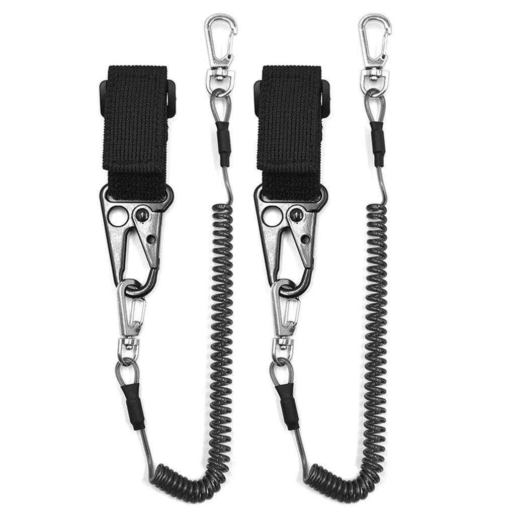 1pc/2pcs Tie Belt Wrap Strap Fishing Casting Rods Holder Belt Metal Buckle Strap Fishing Pole Tether with Coiled Lanyard