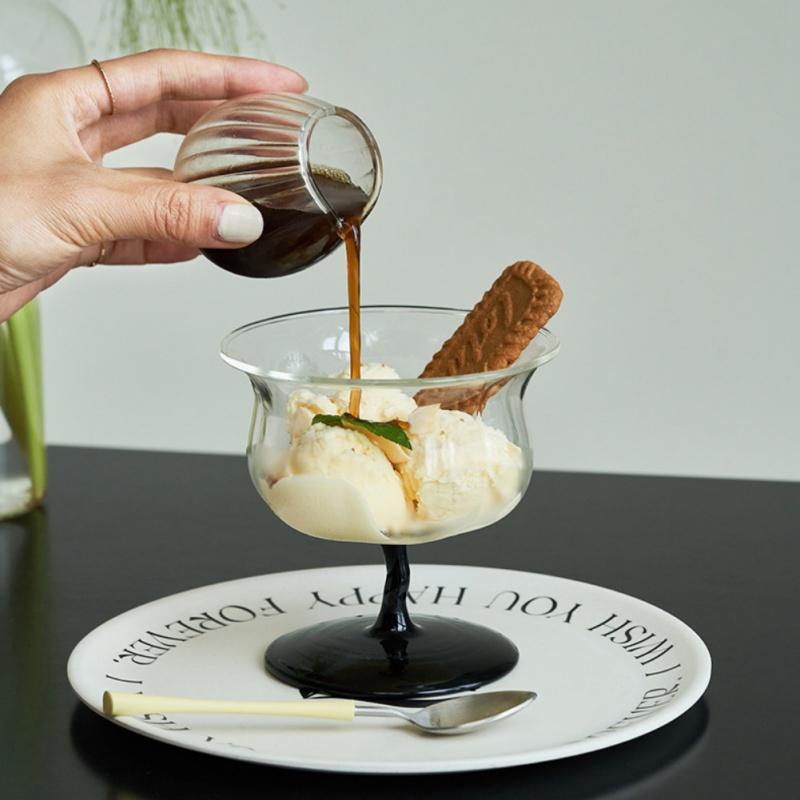 INS Style Bar Pahar de Cocktail Cană de cafea din sticlă transparentă Ball Mousse de iaurt Cupă de înghețată Desert Cană de lapte 230/300ml
