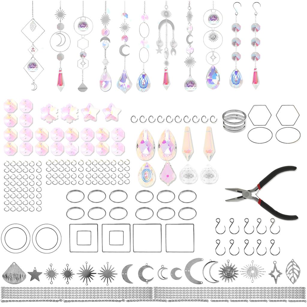 Hanging Crystal Pendant Garden DIY Suncatcher Kits Wind Chimes Rainbow Prism Crystal Chain Home Decorations Garden Sunny Catcher