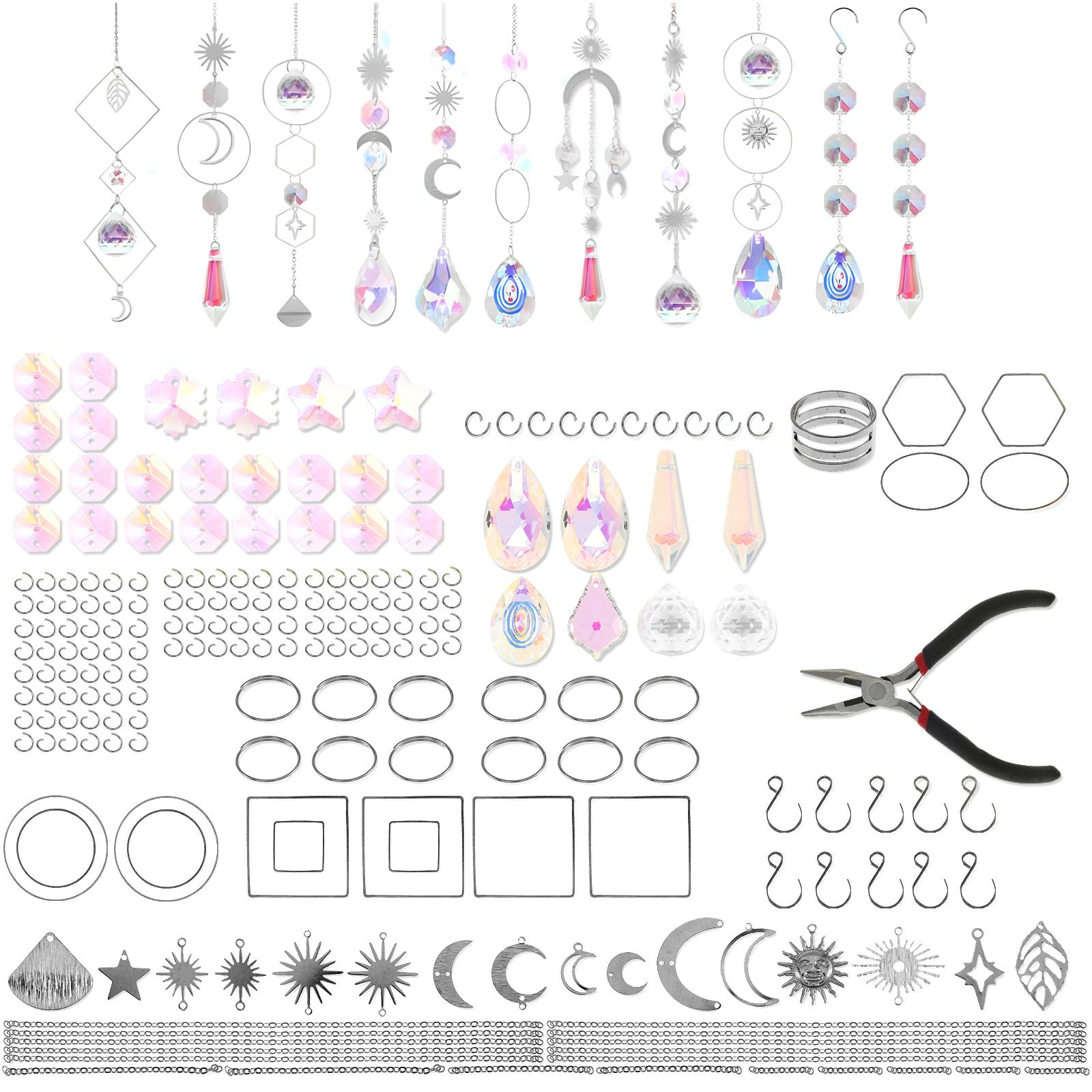 Hanging Crystal Pendant Garden DIY Suncatcher Kits Wind Chimes Rainbow Prism Crystal Chain Home Decorations Garden Sunny Catcher