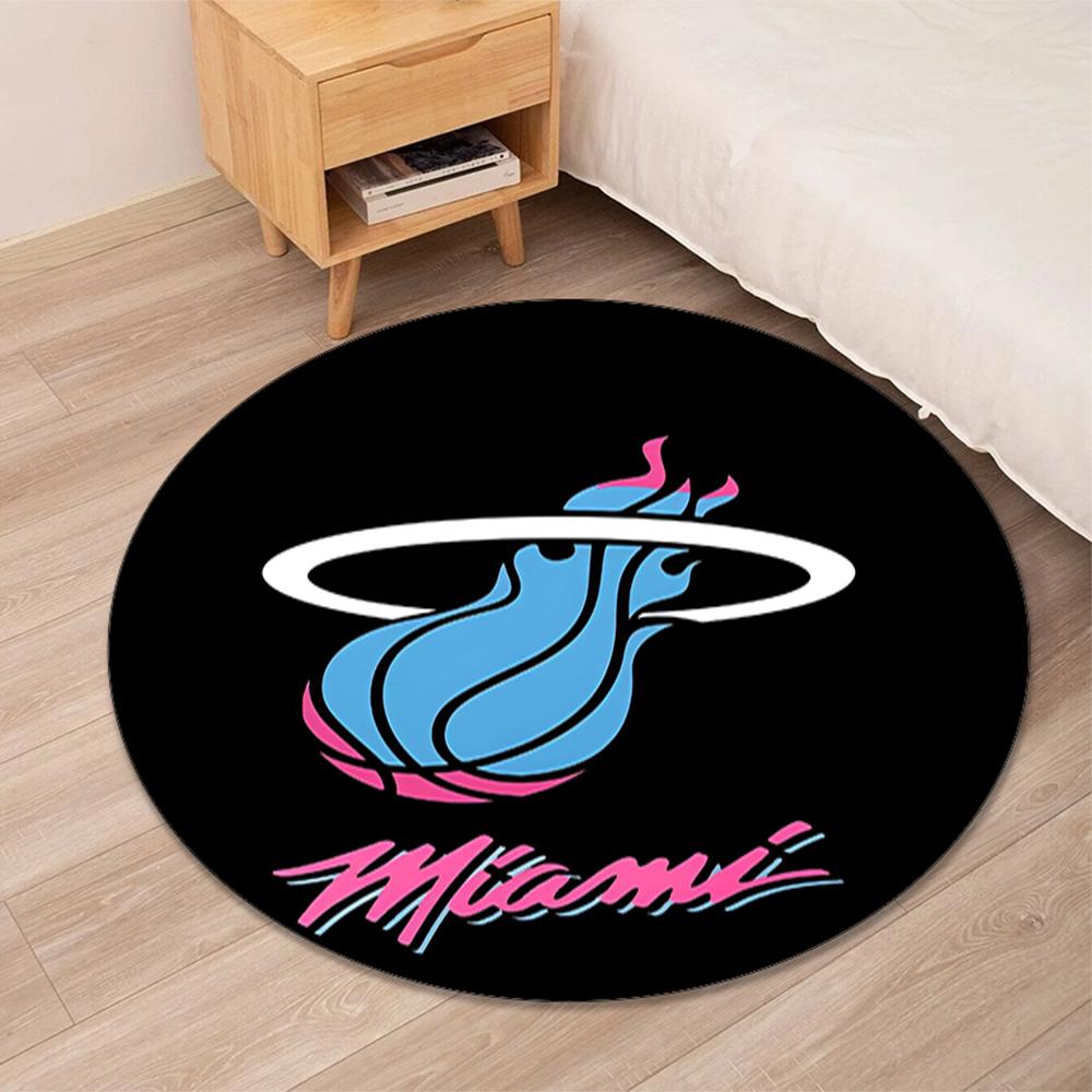 Miami Heat Printed Round Rug Carpet Chair Rug Area Rug Entryway Doormats,for Office Chair Living Room Bedroom Kitchen Room.
