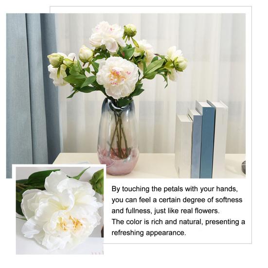 Künstliche Blumen 2-Köpfige Seidenpfingstrosenzweige Verstellbare Plastikstiele Realistische Adern Sanfter Farbverlauf Langlebig Haus Hotel Hochzeitsdekoration