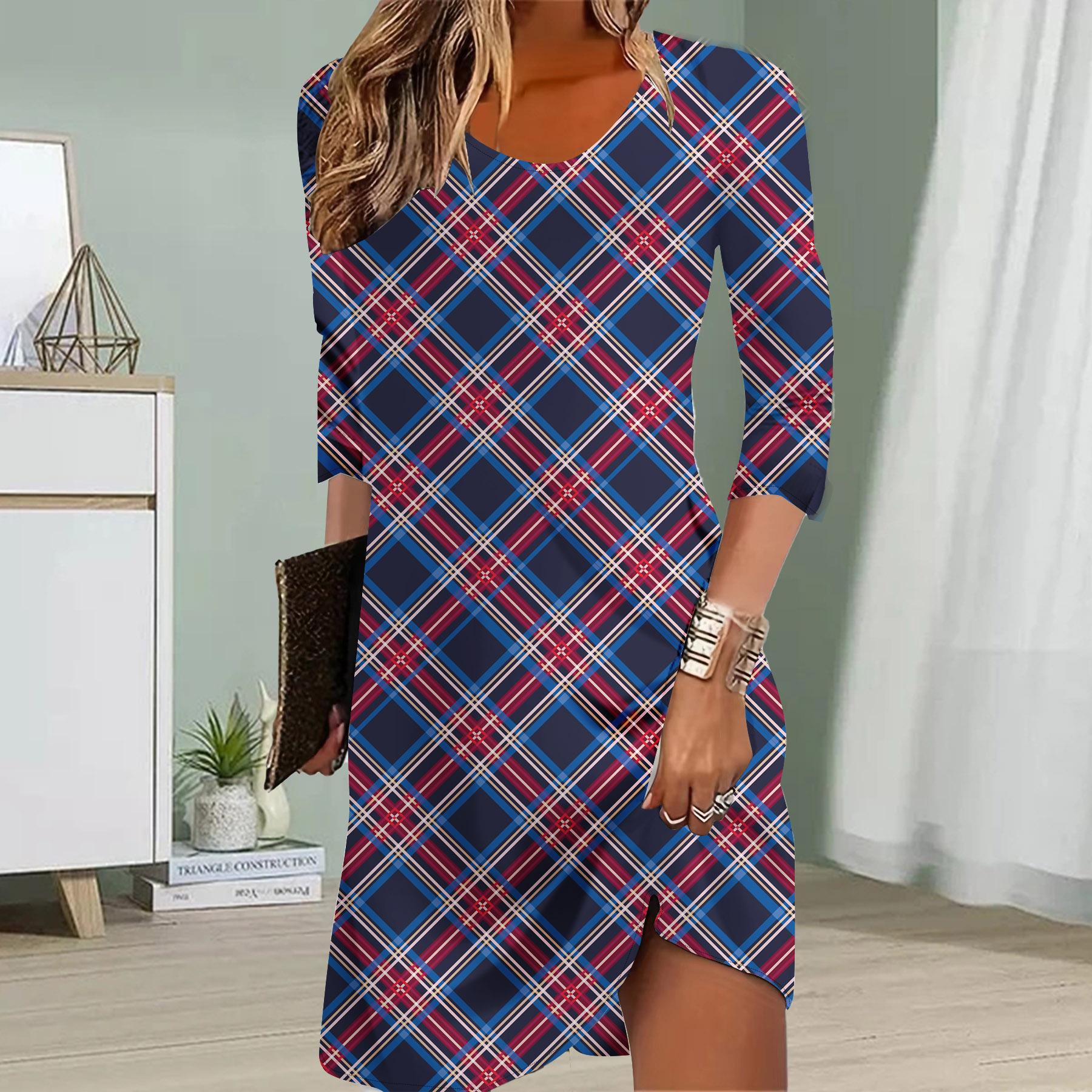 

Женское повседневное платье осеннее черно-белое квадратное принтованное платье для женщин с круглым вырезом и коротким рукавом платье больших размеров 8XL