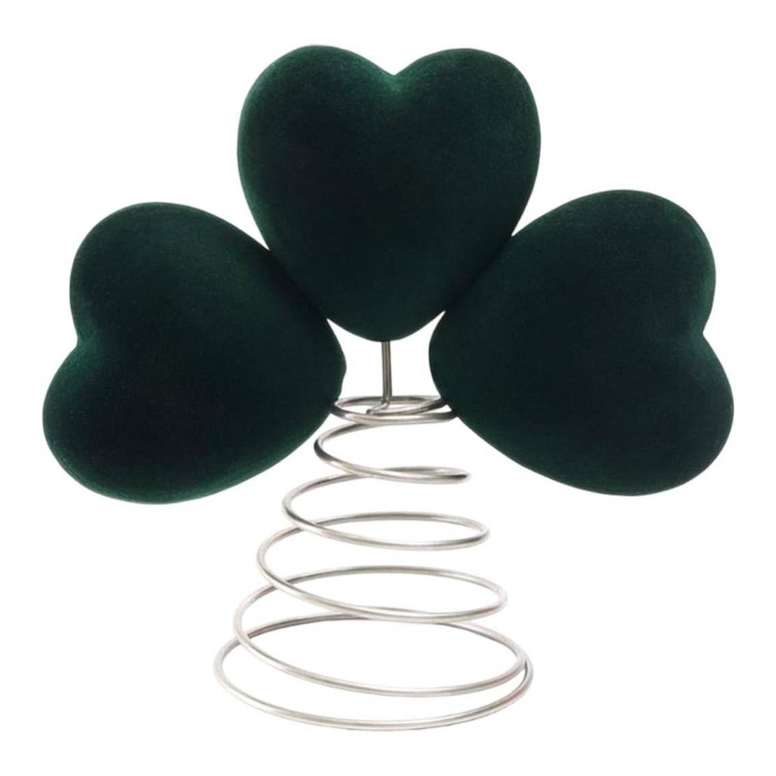 St Patricks Day Tree Topper Lucky Irish Shamrock Treetop Green Heart-Clover Tree Ornaments for Holiday Party Decor