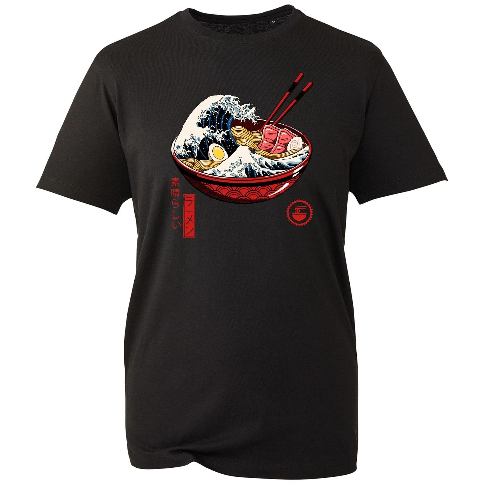 Ramen Great Wave T-shirt Vintage Japanese Noodles Printed Top Men s Gift Tee 3XL