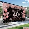 2D 40th Birthday Themed Photo Booth Backdrop with Rose Gold Balloons