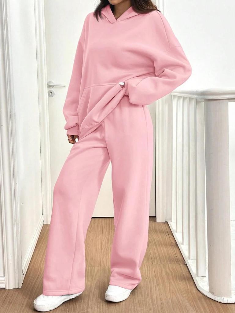 2-teiliges Damen-Set mit warm gefüttertem Hoodie und Freizeithose - Herbst/Winter Sportbekleidung