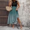 Women's Casual And Fashionable V-neck  Sleeveless Printing Mid Length Dress