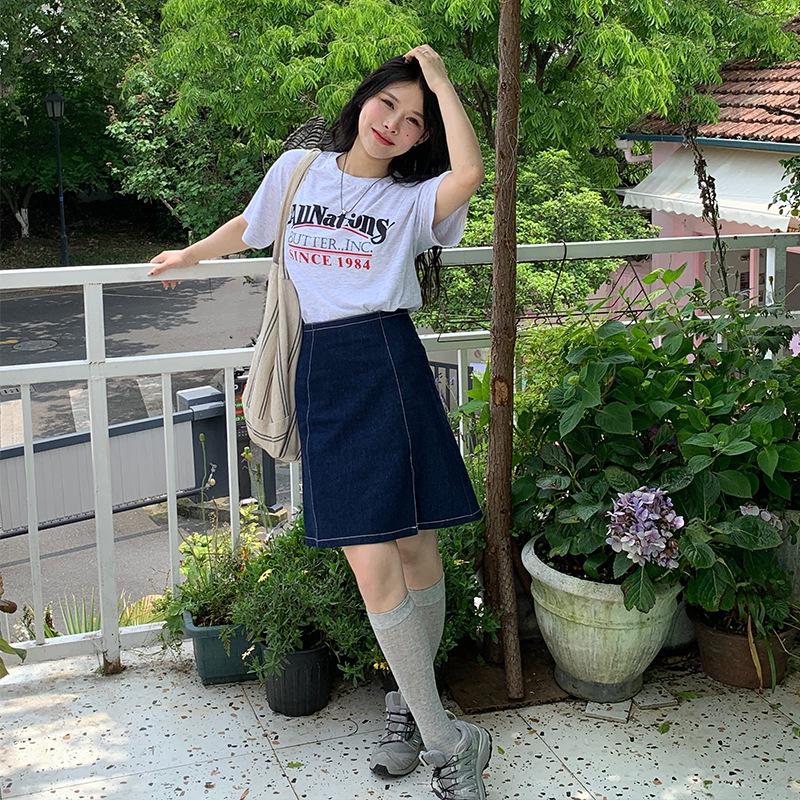 2024 Korean Casual Letter Print Slim Fit Cotton T-Shirt for Women – Short-Sleeved and Stylish