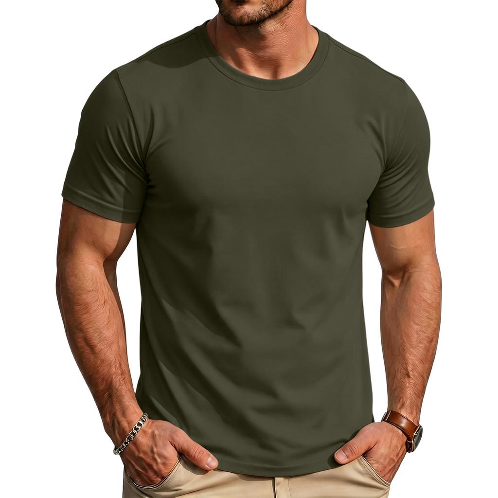 Men's Fashion Cotton Neck Short Sleeve T-Shirt for Everyday Casual Wear