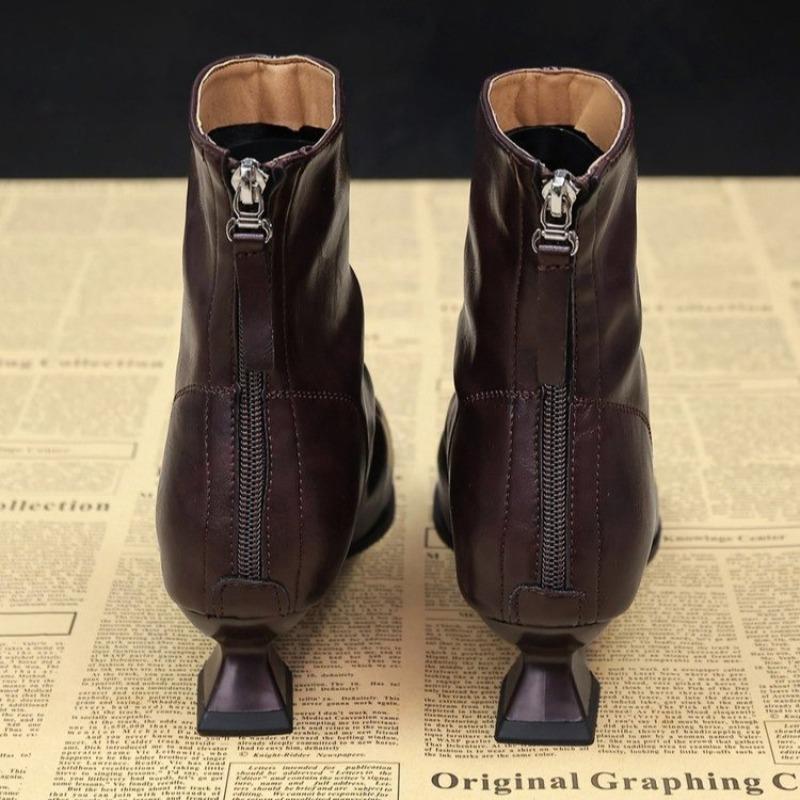 Fashion Vintage Strange Heels Woman Ankle Boots Fashion Pointed Toe Party Dress Short Booties Autumn Winter Ladies Shoes