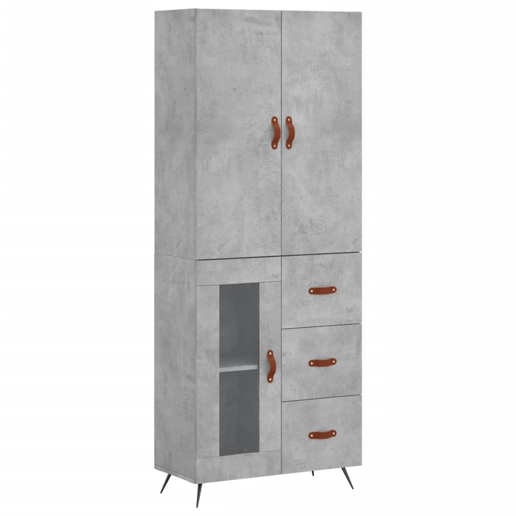 Vidaxl Display Cabinet, Concrete Grey 69.5X34X180 Cm Wood-Based Material