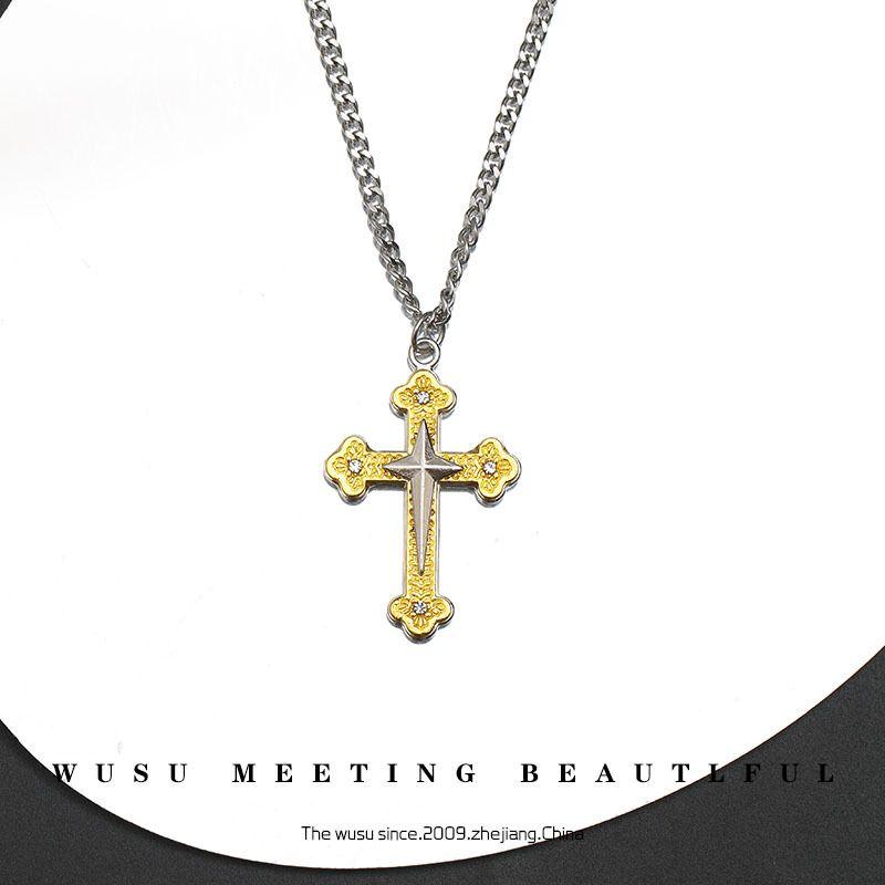 Gold Cross Necklace for Men & Women, Hip Hop Style Pendant