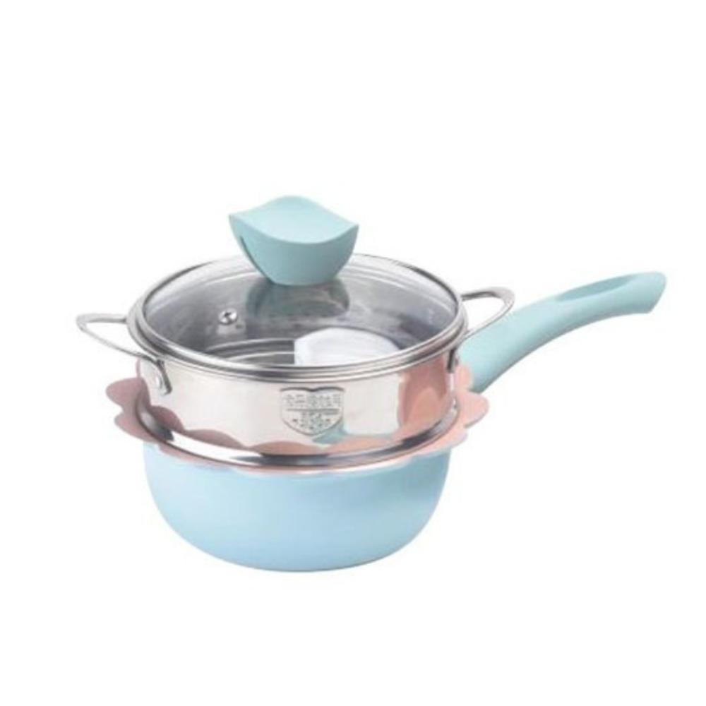 

с пароваркой Сковорода с антипригарным покрытием 16 см Кастрюля для прикорма Детская кастрюля Индукционная плита Газ синий