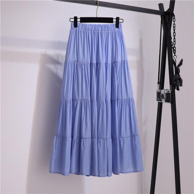 DX~~ New Spliced Cotton and Linen Skirt, Literary Fresh Long Skirt, High-waisted and Versatile, A-line Swing Skirt, Casual Skirt