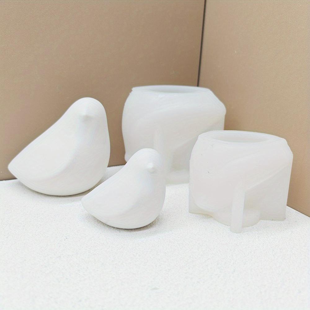 

2Pcs Bird Shaped Silicone Mold Candle And Resin Crafts Reusable Multi-cavity Bird Shaped Candle Holder, Diy Home Decor Crafts