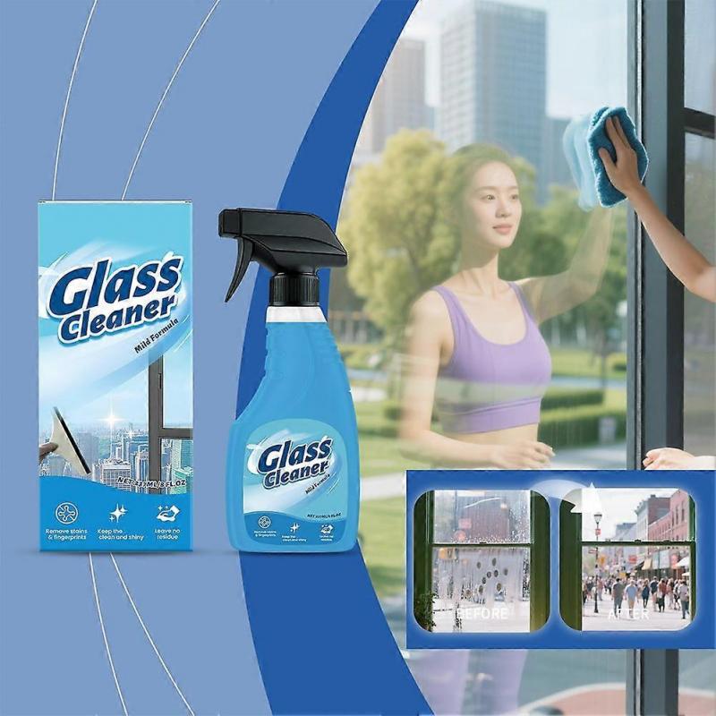 Professional Glass Cleaner Spray High Efficiency Streak Free Formula For Windows Mirrors Cars Tiles Multipurpose Fast Acting 237ml