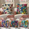 Cute Graffiti Funy Abstract Art  Cushion Cover Linen Pillowcase Cover Soft Decor for Sofa Home Room