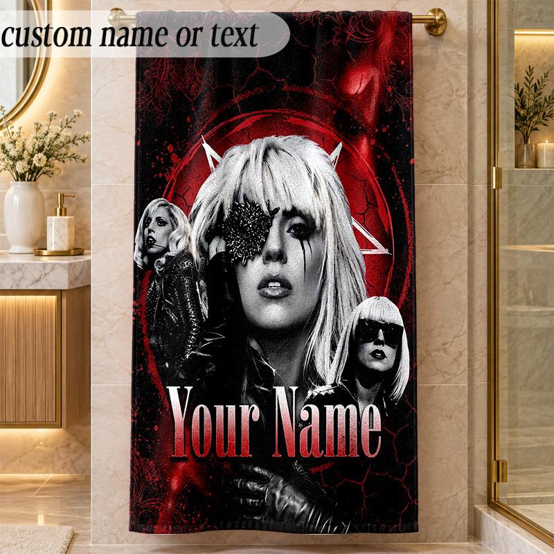 Beach TowelLady Gaga Custom Name Text Personalized Soft Towel for Beach Pool Indoor Home Decor Gift