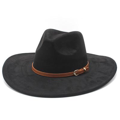 Wildleder Zylinderhut Männer und Frauen Paar Big Eaves Hut Flat Edge Jazz Hut
