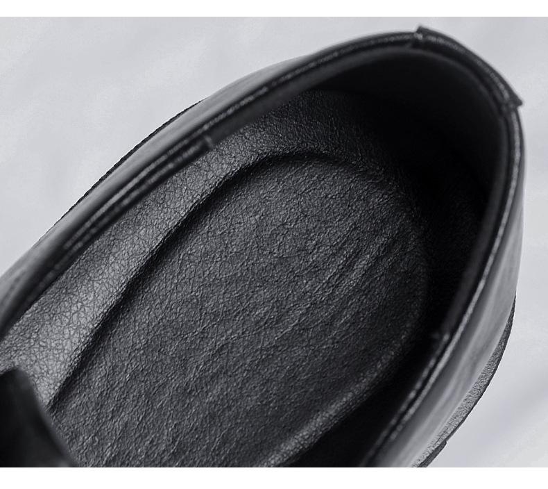 Men's Casual Leather Shoes with 10CM Height Boost, Thick Soles, and Textured Finish.