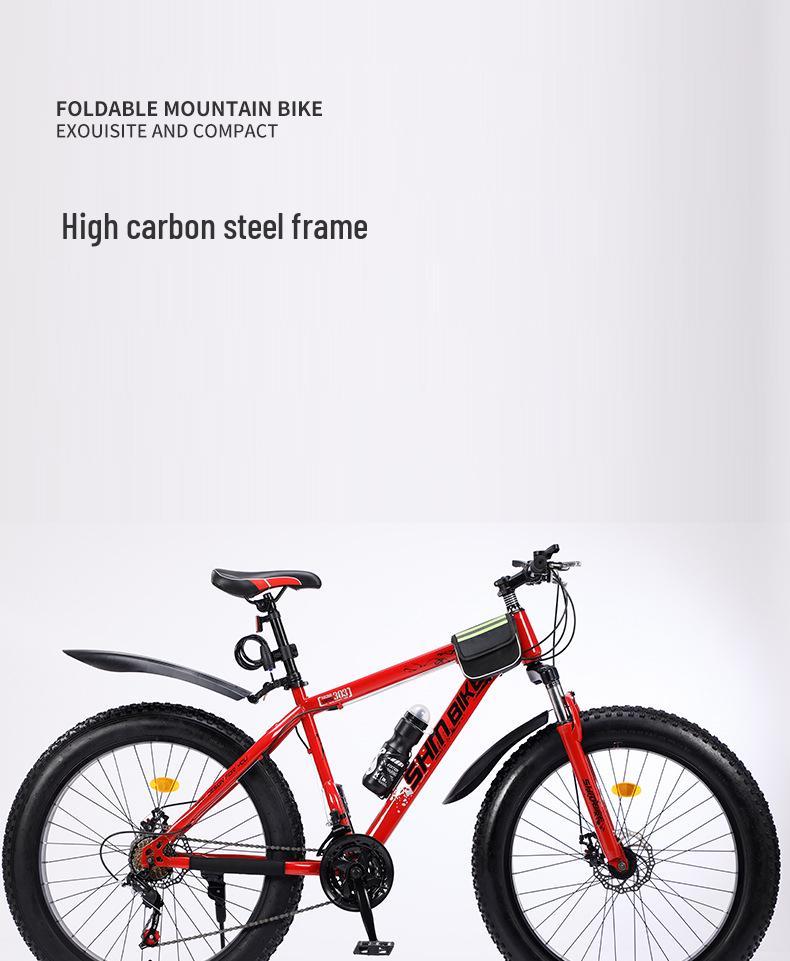 26" Snow Beach Mountain Bike with Big Tires, Variable Speed, Double Disc Brakes, and Shock Absorption