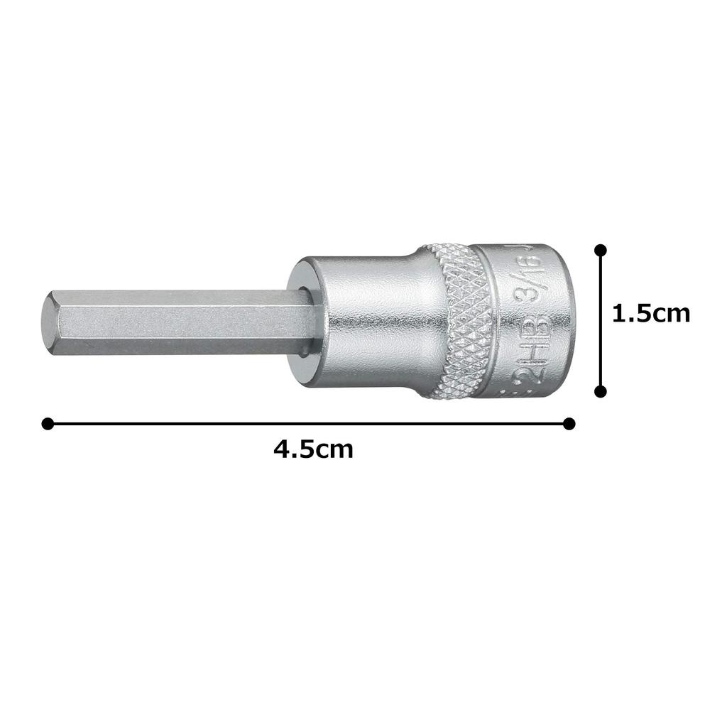 Tone Hexagonal Width 2HB-06 Socket, 6.35mm (1/4") Drive, 3/16"