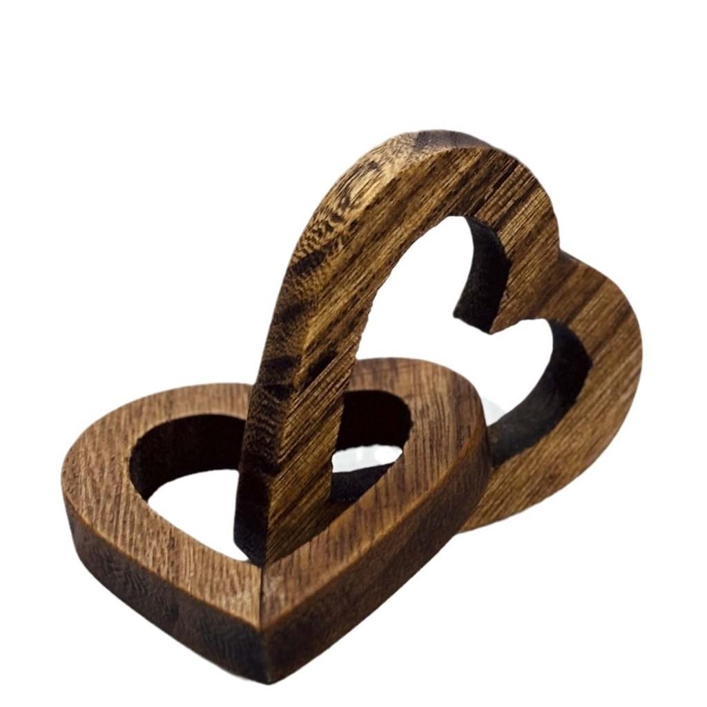 Wooden Double Intertwined Hearts Ornament Memorial Gift Keepsake For Decoration