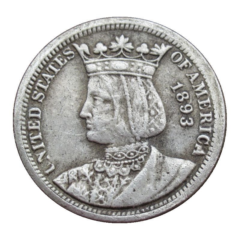 Antique crafts, 25 cents in the United States, Isabella, 1893, Copper Silver Plated Commemorative Coin