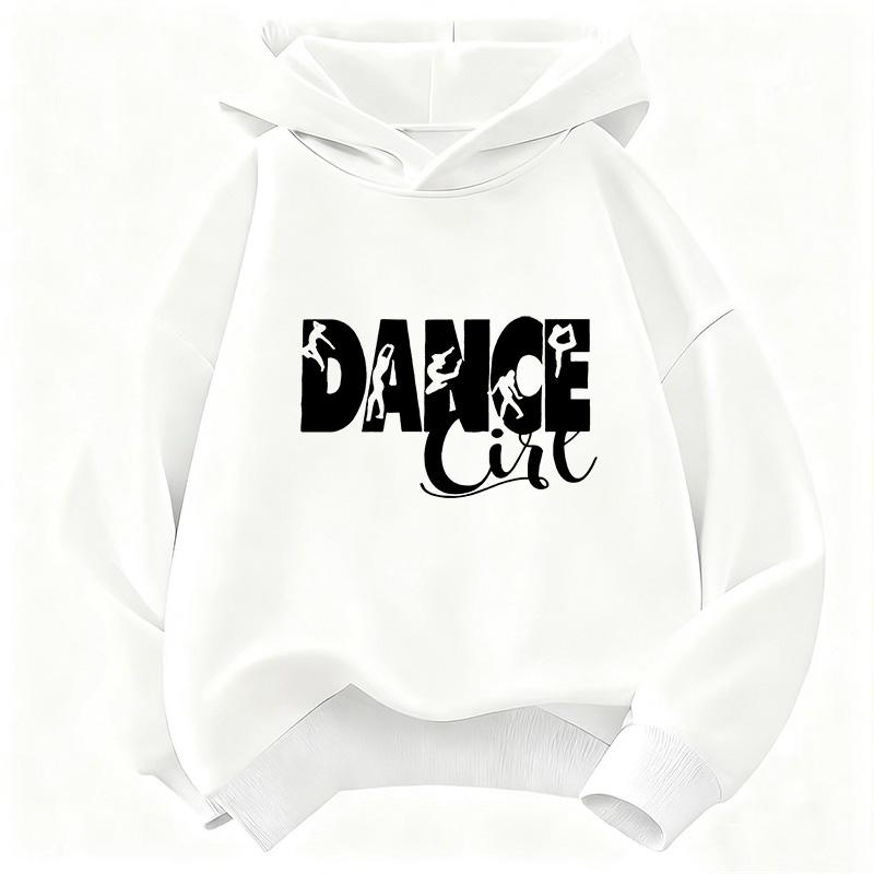 Dance Girl Letter Printed Hoodie Kids Children's Sweatshirt Hoody 90s Girls Autumn Winter Casual Hoodies