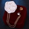 Korean Handmade Men Fabric Rose Ribbon Flower Tassel Pin Lapel Pin Suit Brooches Brooch