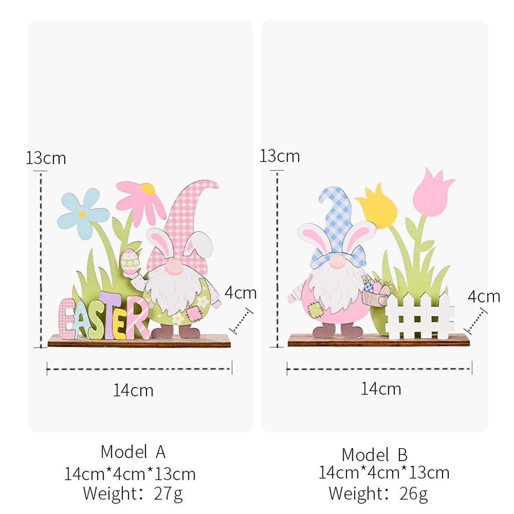 Colorful Wooden Easter Ornament Dwarf Rabbit Flower Element Portable Beautiful Eye-catching Table Decoration for Easter Party