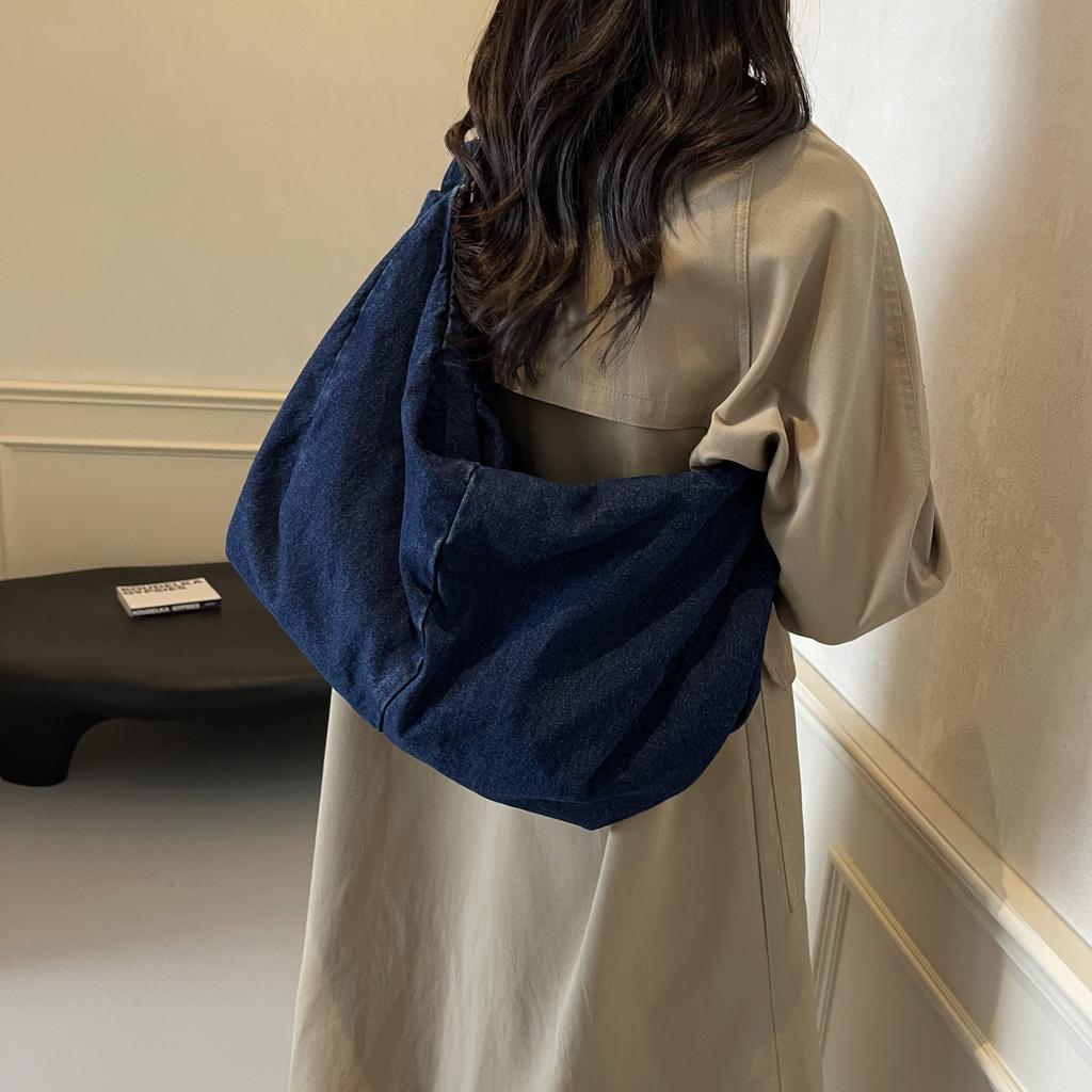 Large Denim Hobos Bags Women Korea Style Canvas Shoulder Bags Unisex Lazy Style Cloth Packages Pastoral Style Travel Handbags