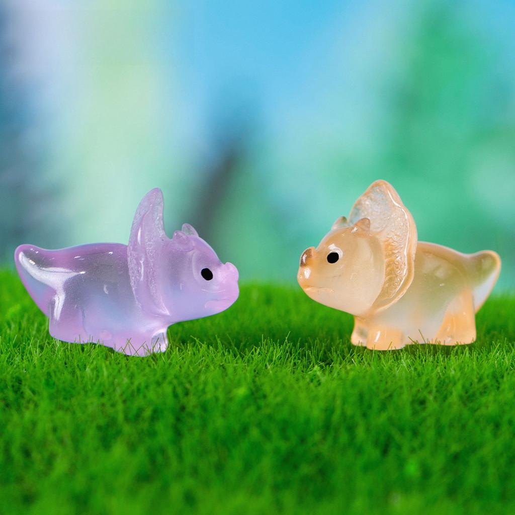 Glowing Resin Dinosaur Figurine For Fairy Garden Decor In Assorted Colors
