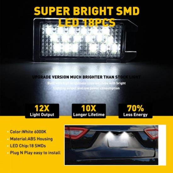 For 2017- Grand LED Jeep Cherokee License Lamp Lights Plate 68228930AA 2Pc