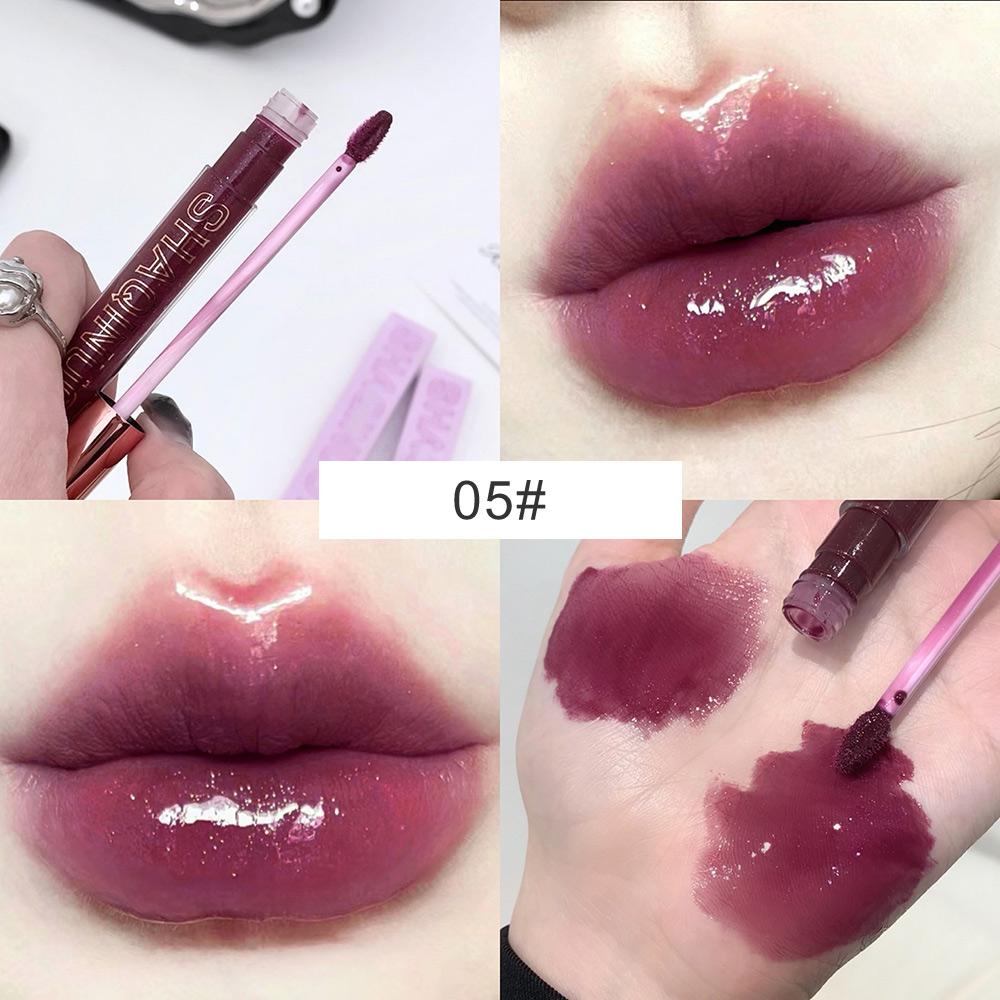 SHAQINUO 6 Colors Moisturizing Exploding Lip Gloss Long Lasting Lip Makeup Crushed Sparkling Watery Mirror Lip Glaze