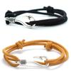 Neues Mode-Seilarmband Herren Silberfarbe Angelhaken Armband Zweilagig Schiebbar Verstellbar Nautisches Wickelband Armband Pulseria Homme