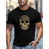 Herren T-Shirt, Locker und Lässig, Schlicht und Klar, Herren Totenkopf und Fliegender Vogel Muster Sommer Lässig Rundhals Kurzarm T-Shirt, GROSSE GRÖSSE