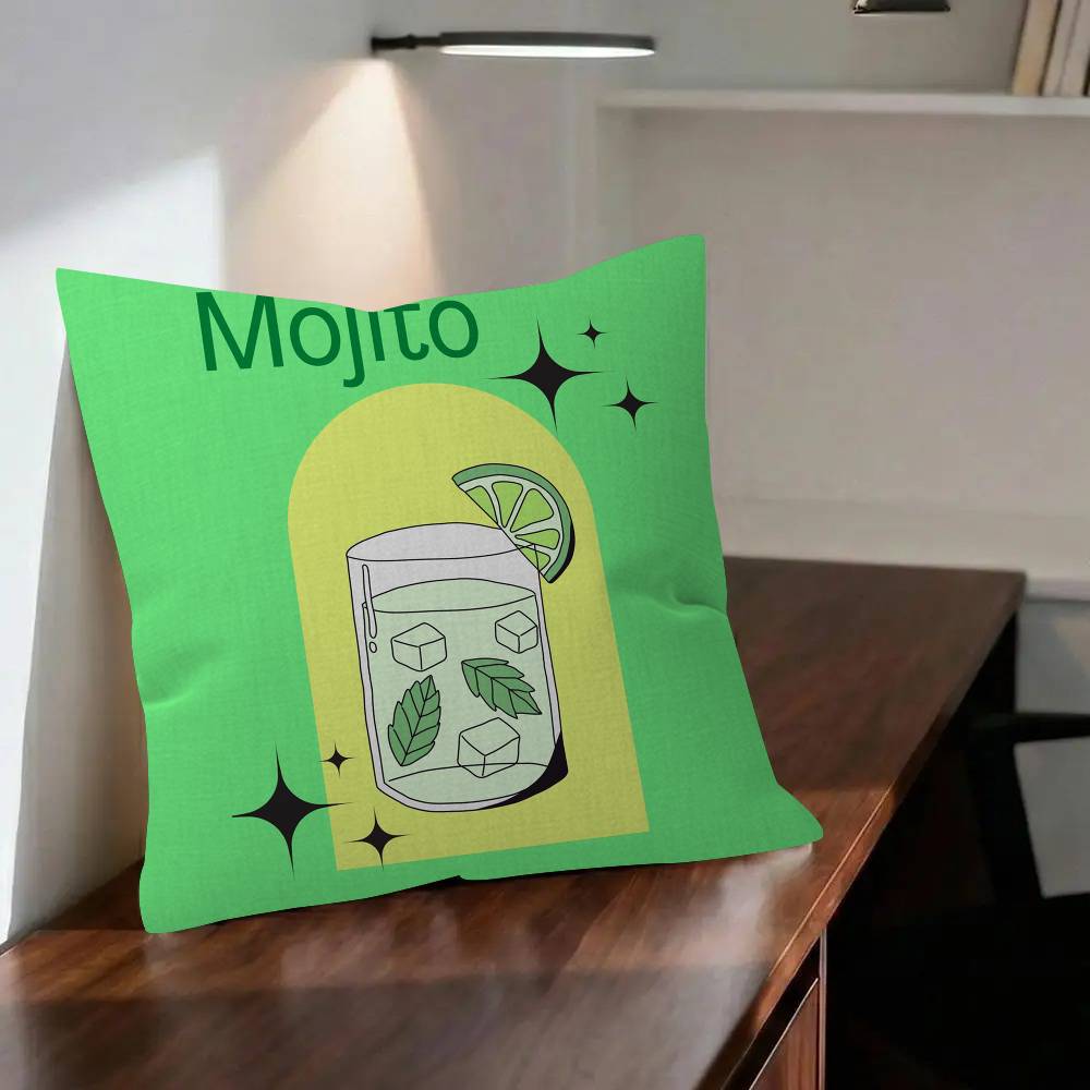 Mojito Cocktail Art Cushion Cushion Cover Pillowcase Upholstery Sofa Throw Pillow Home Decor Pillowcas
