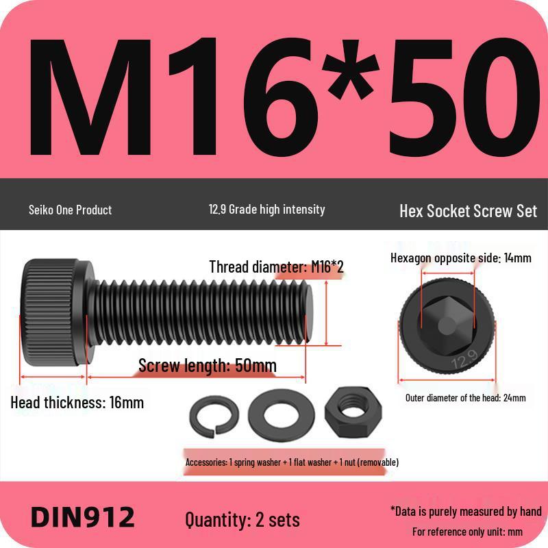 12.9 High Strength Socket Head Cap Screw and Nut Set M8-M16.