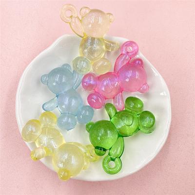 5Pcs 33.3*31.6mm Acrylic Transparen Waving Bear Beads Pendant for Jewelry Production Fashion Handmade Material